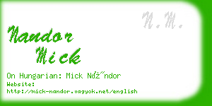 nandor mick business card